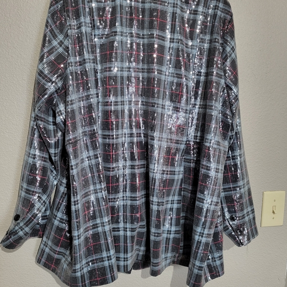 Torrid Gray Plaid Sequin Blazer - Picture 7 of 9